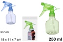 Botella plástico con pulverizador colores surtidos 250 ml