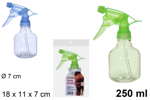 [108390] Garrafa de plástico com pulverizador cores sortidas 250 ml