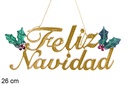 Letrero Feliz Navidad oro 26 cm