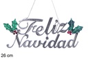 Letrero Feliz Navidad plata 26 cm