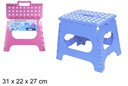 Folding plastic stool in two assorted colors 31x22x27 cm