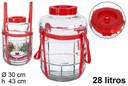 Bote cristal con asa roja 28 litros