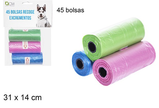 [108030] Sacchetti igienici per cani colori asortiti 45 unità