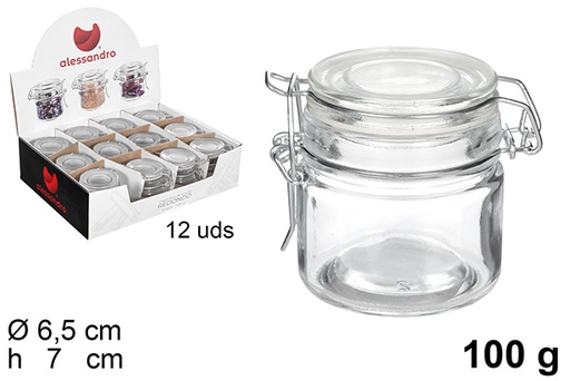 [101015] Barattolo ermetico in vetro con portaspezie tondo 100 gr.