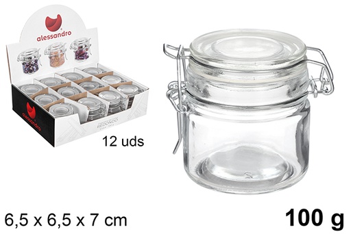 [101015] Hermetic glass jar with round spice rack 100 grams