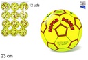 Balon plastico futbol amarillo 23cm