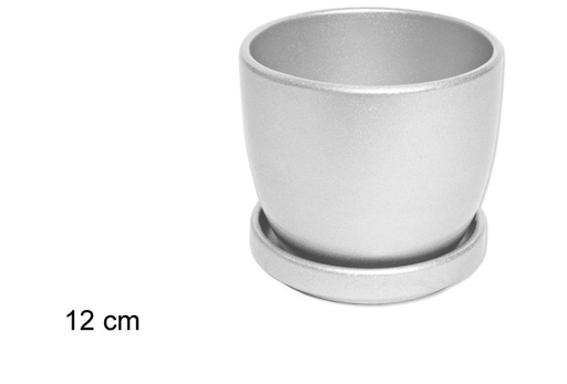 [110308] Macetero ceramica plata 10cm
