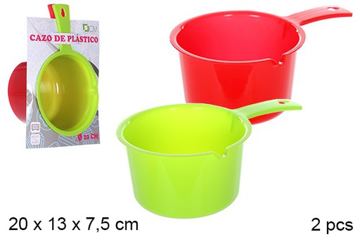[108322] Pack 2 casseruole in plastica colorata con manico 20 cm