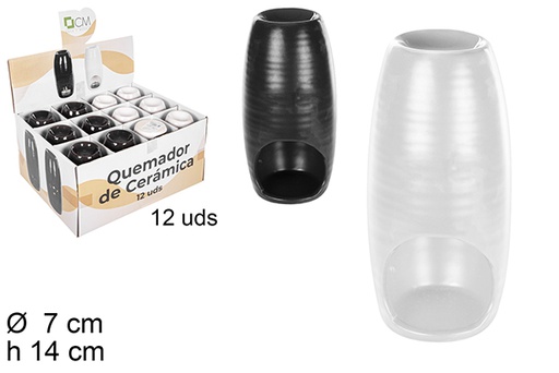 [108674] Quemador ceramica blanco/negro surtido cilindro 14cm