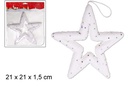 Estrella decoración blanca con letrero 21 cm