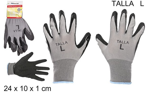 [108993] Guantes de nylon y latex talla L