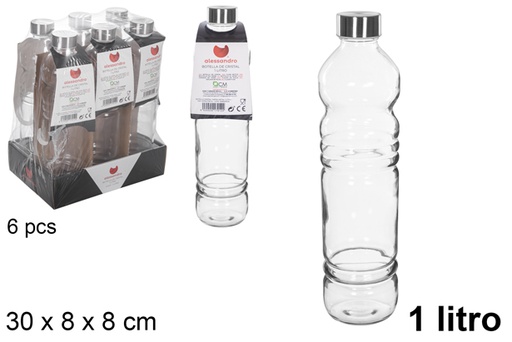 [107912] Bottiglia in vetro con tappo in metallo da 1 l.