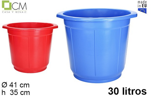 [102832] High plastic basin assorted colors 30 l.