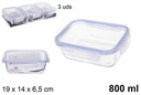 Fiambrera cristal rectangular tapa hermética 800 ml