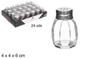 Salero cristal barril tapa acero 55 gramos