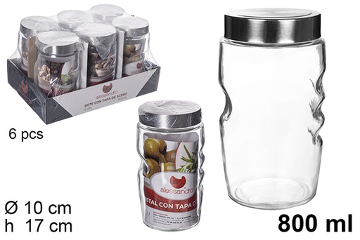 [109186] Barattolo in vetro con coperchio in acciaio 800 ml