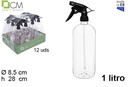 Round plastic bottle with black sprayer 1 l.
