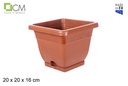 Squared flowerpot with saucer 20 cm