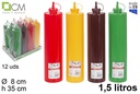 Bote plástico salsa con tapa colores surtidos 1,5 l.