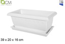 Jardinera Elsa con plato blanca 39 cm