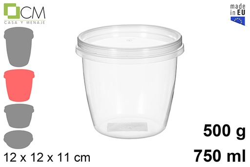 [110458] Oval multipurpose plastic container with hermetic lid 750 ml (0,5 kg)
