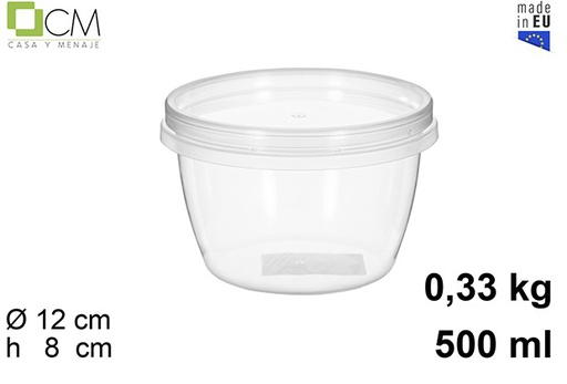 [110459] Envase plástico multiusos ovalado con tapa hermética 500 ml (0,33 kg)