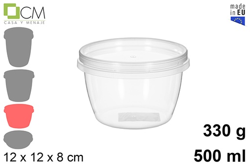 [110459] Récipient ovale multi-usages en plastique avec couvercle hermétique 500 ml (0,33 kg)
