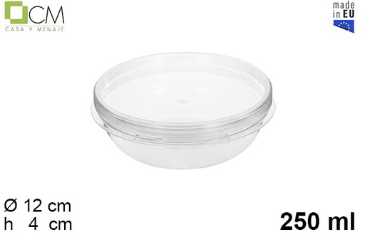 [110460] Envase plástico multiusos ovalado con tapa hermética 250 ml