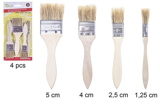 [110114] Pack 4 painter's brushes with natural hair assorted sizes