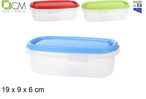 [103116] Boîte à lunch ovale avec couvercle couleurs assorties 19x9 cm