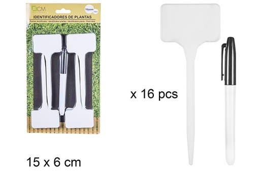 [110125] Pack 16 étiquettes de plantes avec marqueur 15 cm