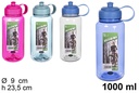 Botella plástico de agua colores surtidos 1.000 ml