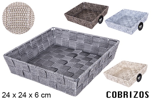 [109084] Cesta nylon colores surtidos 24x24x6cm