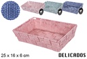 Cesta nylon puntos colores fucsia surtidos 25x16 cm