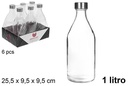 Botella cristal agua tapa acero 1 litro