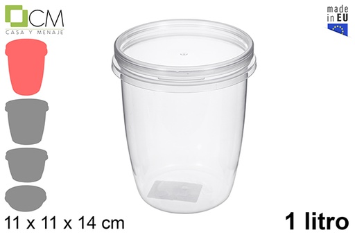 [110457] Envase plástico multiusos ovalado con tapa hermética 1 l.