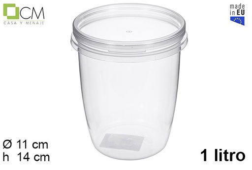[110457] Envase plástico multiusos ovalado con tapa hermética 1 l.