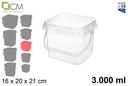 Envase plástico multiusos cuadrado 3.000 ml