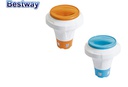 Dispensador flotante para piscina con pinza para recoger las tabletas