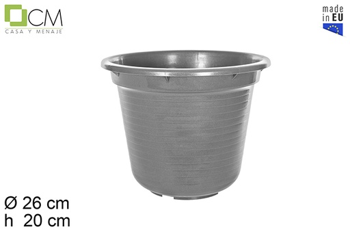 [110513] Pote de plástico Marisol cinza 25 cm