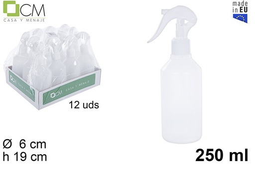 [110615] Garrafa de plástico branco com pulverizador 250 ml