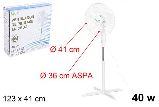 [110712] Ventilador de pie base cruz 40w blanco
