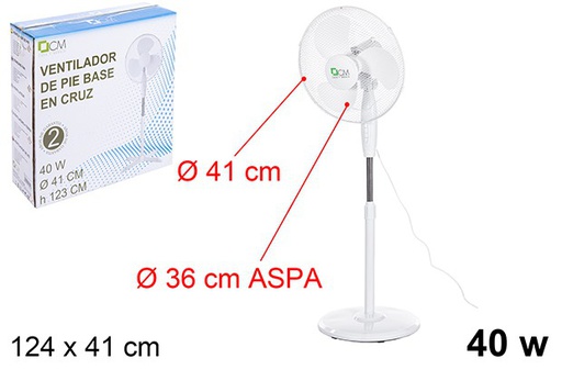 [110713] Ventilador de pie base redonda 40w blanco