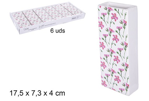 [110479] Humidificador cerámica rectangular decorado lirios