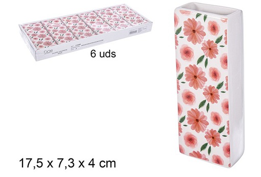 [110480] Umidificatore rettangolare in ceramica decorata cosmo