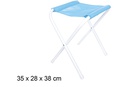 Folding beach stool white metal Textilene blue 35x28 cm