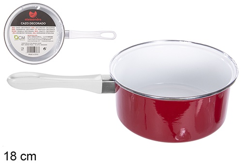 [109368] Red saucepan with handle 18 cm