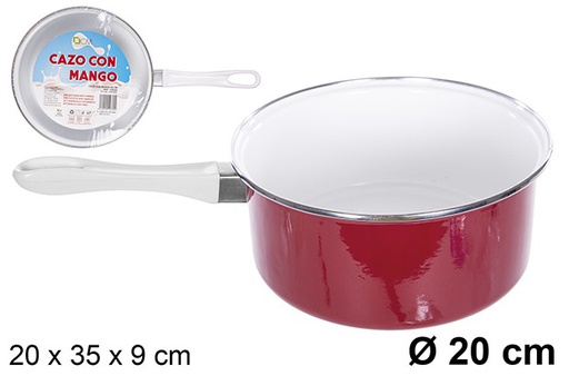 [109369] Red saucepan with handle 20 cm