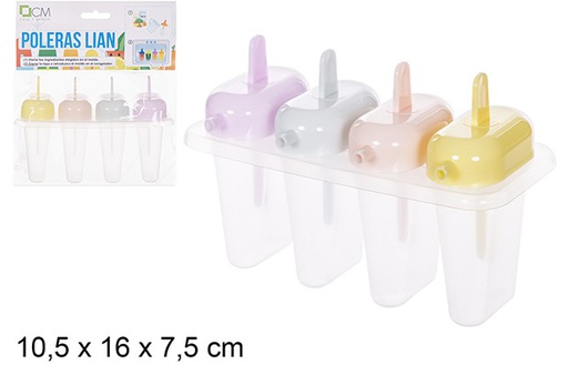 [110690] Pack 4 moldes de sorvete cores sortidos