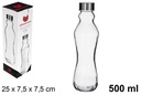 Botella cristal lisa agua tapa acero 500 ml